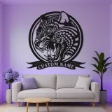 Arte in metallo LED Tigre Ruggente | Insegna personalizzata per Man Cave | Decorazione per sala giochi con nome personalizzato | Luce silhouette animale feroce
