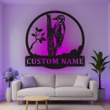 Personalisierte Specht LED-beleuchtete Metall-Wandkunst Geschenk für Naturfreunde Rustikale Wohnkultur für Vogelenthusiasten