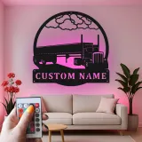 Insegna LED per Camion Personalizzata | Arte in Metallo Big Rig | Regalo per Camionisti e Decorazione Man Cave