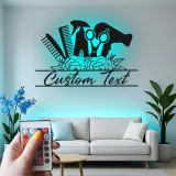 Insegna su misura per hair stylist | Arte murale LED in metallo per saloni | Decorazione personalizzata per beauty studio | Regalo per parrucchiere