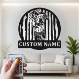 Cartel de metal personalizado con luz LED de culturista y bandera americana, regalo de fitness para entusiastas del gimnasio, decoración de gimnasio en casa