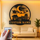 Cartel de metal personalizado de trineo de Santa | Decoración mural navideña LED | Placa de nombre personalizada para hogares y oficinas