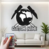 Custom Geology LED Metal Wall Art | Personalized Geologist Gift Sign | Earth & Rock Hammer Decor for Study Room & Office