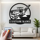 Décoration murale en métal LED personnalisée pour excavateur - Cadeau pour passionnés de construction, décoration de garage ou de bureau