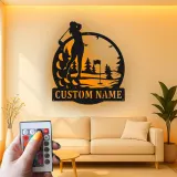 Custom Golfer LED Metal Sign | Personalized Golf Wall Art | Unique Gift for Golf Lover & Home Decor