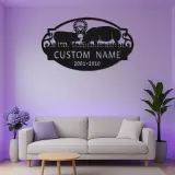 Custom Pig Family LED Sign | Personalized Metal Wall Art | Rustic Farmhouse Decor for Barn & Home | Farmer Gift