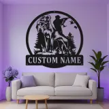 Insegna in metallo personalizzata per cani da caccia | Arte da parete LED Labrador Retriever | Regalo personalizzato per cacciatori per decorare la baita