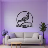 Custom Pigeon LED Sign | Metal Bird Wall Art | Personalized Garden & Patio Decor | Gift for Bird Lovers