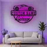 Cartel de metal LED de coche deportivo personalizado, regalo para entusiastas de coches, decoración de garaje