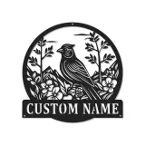 Insegna in metallo LED personalizzata con cardinale - Regalo per amanti della natura, decorazione per giardino e patio