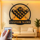 Insegna in metallo personalizzata con luce LED per tavolo da biliardo regalo personalizzato per decorazione per appassionati di biliardo