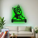 Décoration murale en métal personnalisée avec chien terrier et rétroéclairage LED - Cadeau pour amoureux des animaux