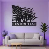 Custom Soldier Metal Sign | LED American Flag Wall Art | Patriotic Veteran Gift | Army Man Cave Decor