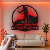 Insegna in metallo LED personalizzata per cacciatori di archi - Regalo per appassionati di tiro con l'arco - Decorazione per man cave 1