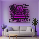 Décoration murale en métal personnalisée scie à chaîne drapeau américain