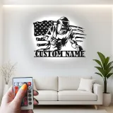 Insegna in metallo LED personalizzata con bandiera americana per saldatori, regalo personale per saldatori, decorazione per garage o laboratorio