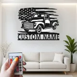 Personalisierte Vintage-Truck LED-Licht Metall-Wandkunst Geschenk für Auto-Enthusiasten Garagen- oder Männerecken-Dekor