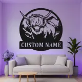 Highland Cow LED Metall-Wandkunst | Individuelles Ranch-Schild für den Eingangsbereich | Personalisierte Bauernhof-Dekoration | Rustikales Geschenk für Landwirte