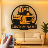 Señal LED de rodillo de carretera | Arte de vehículo de construcción personalizado | Decoración de equipo pesado personalizada para regalo de operador o man cave