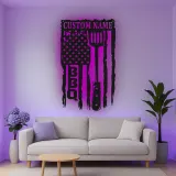 Cartel de metal personalizado con espátula BBQ y luz LED, regalo para el maestro de la parrilla, decoración para el patio exterior