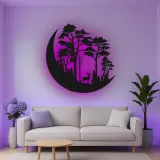 Décoration murale en métal LED avec scène de forêt de cerfs - Cadeau pour amoureux de la nature, décoration rustique pour salon ou chalet
