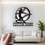 Softball Player Custom Name Sign | LED Metal Wall Art for Athlete's Room | Personalized Sports Decor Gift