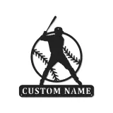 Décoration murale en métal personnalisée joueur de baseball avec rétroéclairage LED