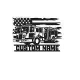 Enseigne personnalisée pour pompier en métal avec LED | Décoration murale personnalisée de camion de pompiers | Cadeau pour pompier pour déco de caserne