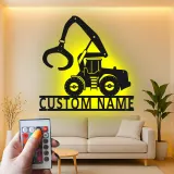 Insegna in metallo LED personalizzata per escavatore - Regalo di costruzione per lui - Decorazione per garage o laboratorio