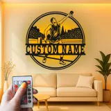 Custom Discus Thrower Led Light Metal Wall Art Athlete Gift for Sports Enthusiasts Game Room Decor