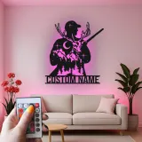 Cartel de metal personalizado de cazador y ciervo con luz LED regalo personalizado para entusiastas del aire libre decoración de man cave
