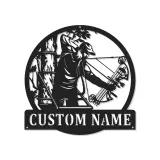 Custom Bow Hunter Led Light Metal Wall Art Personalized Gift for Archers Man Cave or Hunting Lodge Decor