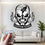 Insegna in Metallo con Teschio per Lineman | Arte da Parete LED Personalizzata per Elettricista | Decorazione per Man Cave e Insegna per Laboratorio | Regalo per Lui