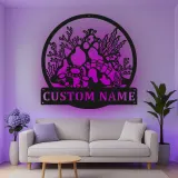 Cartel de metal personalizado con luz LED de arrecife de coral, regalo personalizado para amantes del océano, decoración náutica para casa de playa