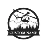 Custom Helicopter LED Sign | Personalized Pilot Gift | Metal Aviation Wall Art for Office & Man Cave