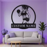 Cartel LED personalizado de chica fitness | Arte de metal con nombre personalizado para gimnasio en casa | Decoración de sala de entrenamiento | Regalo motivacional para ella
