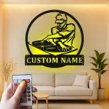 Custom DJ Turntable Led Light Metal Wall Art Personalized Music Lover Gift Game Room or Studio Decor
