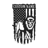 Custom Lion American Flag Metal Sign | LED Patriotic Wall Art for Office & Home | Personalized Wildlife Decor Gift for Him