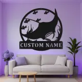 Custom Manta Ray Metal Wall Art | LED Ocean Life Sign | Personalized Nautical Decor for Beach House | Gift for Marine Lovers