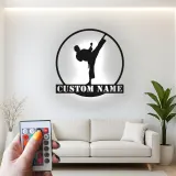 Personalized Karate Metal Sign | LED Backlit Martial Arts Wall Art | Custom Dojo Decor & Fighter Gift