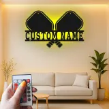Personalized Pickleball Sign with LED | Custom Metal Name Art | Game Room Decor & Player Gift