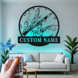 Insegna in metallo personalizzata con luce LED per clarinetto - Regalo per musicisti, decorazione per stanze musicali