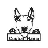 Décoration murale en métal personnalisée avec éclairage LED de Bull Terrier - Cadeau pour amoureux des chiens, décoration pour animaux de compagnie dans le salon