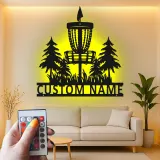 Cartel de metal LED personalizado para cesta de disc golf, regalo para jugadores de disc golf, decoración de deportes al aire libre