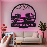 Insegna in metallo LED personalizzata per camion ed escavatore, regalo per camionisti, decorazione per garage o officina