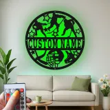 Decoración mural LED de hockey personalizada | Cartel de metal con nombre personalizado | Regalo para jugador de hockey | Decoración para habitación infantil y cueva masculina