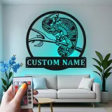 Cartel de metal personalizado con luz LED de camaleón, regalo único para amantes de reptiles, decoración única para salón
