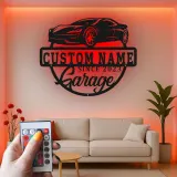 Cartel de metal LED personalizado para garaje de coches deportivos, regalo para entusiastas de los coches, decoración de man cave