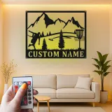 Insegna in metallo LED a forma di disc golf personalizzata - Regalo per appassionati di disc golf, decorazione per sala giochi o esterni