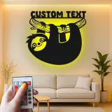 Personalized Sloth Nursery Sign | Custom Name LED Metal Art | Kids Room Night Light | Boho Wildlife Decor